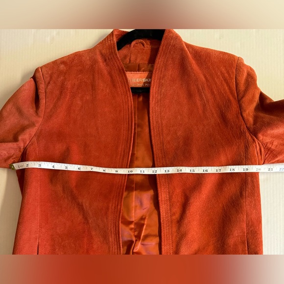 1970s Deerskin Trading Post 100% Suede open front Boho jacket in orange.Size 14 - Picture 7 of 9